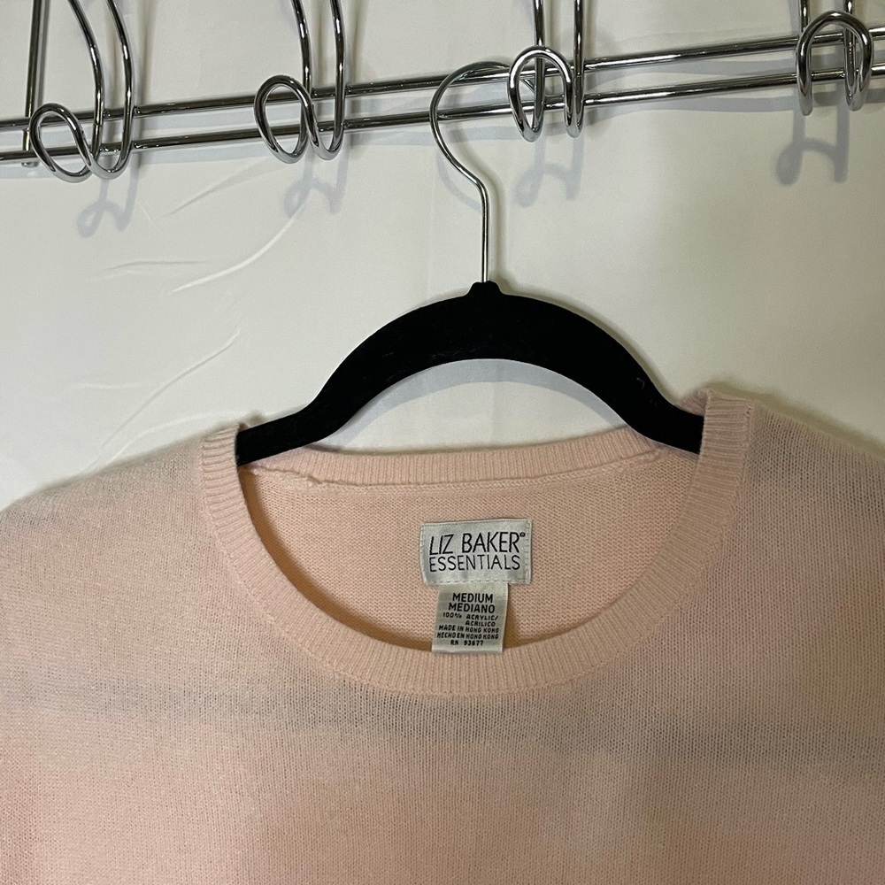 Liz baker/ short sleeve scoop neck pull over acrylic sweater light pink‌‌‌ - Picture 2 of 5